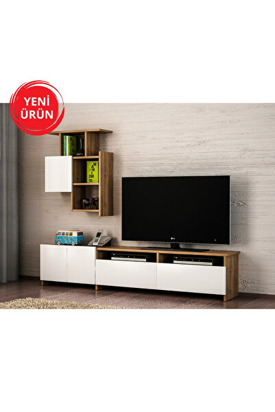 Dekorister Mariposa Kitaplıklı Tv Ünitesi Ceviz-beyaz