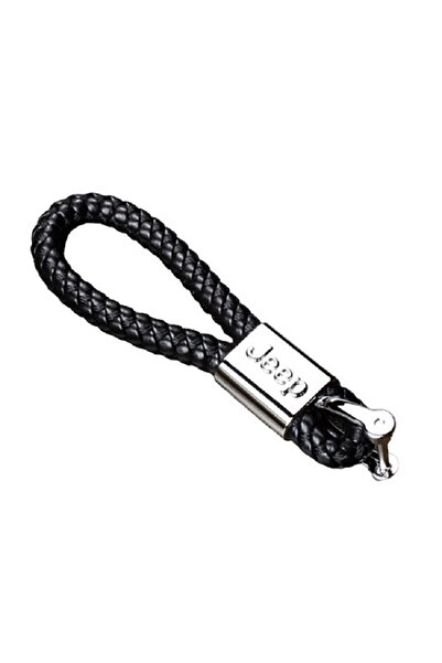Jeep Metal keychain with braided leather and logo