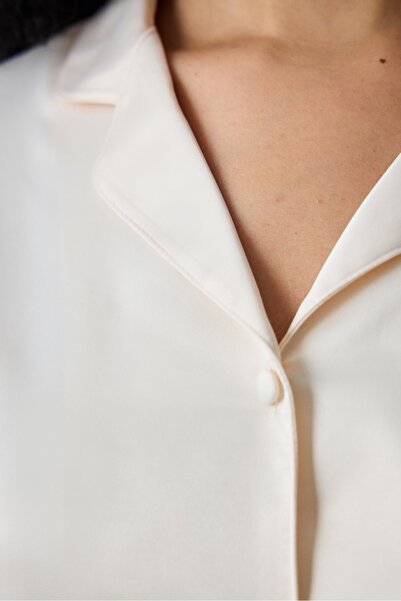 Penti Roses Saten Gömlek Pantolon Krem Pijama Takımı