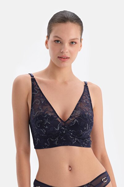 Dagi Lace Bustier with Dark Blue Accessory Detail