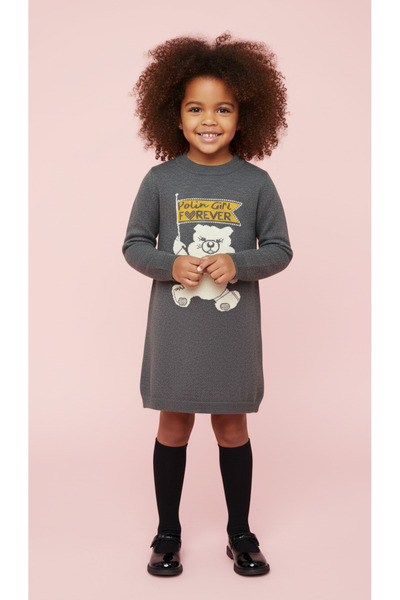 Polin BEAR PATTERNED Knitwear GIRL'S DRESS