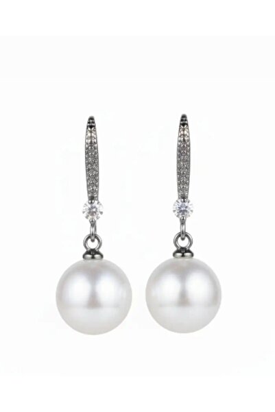 ER TAKI أقراط دائرية من اللؤلؤ باللون الفضي المرصع بالحجارة أقراط أنيقة لحفلا...