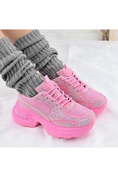 Tmall Women's Sports Shoes, With Mesh Inserts and Rhinestones, TM1D1414, Pink
