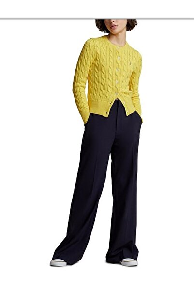 Frenk sarı saç örgülü hırka