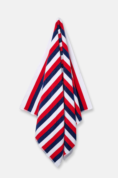 Dagi Πολύχρωμη βελούδινη πετσέτα με σχέδιο σε γραμμή λαιμού 80Χ150