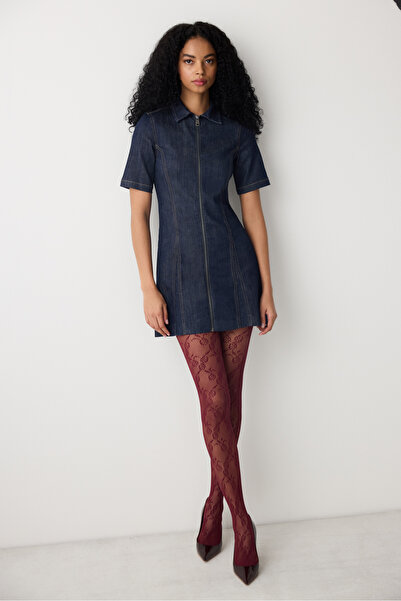 Penti Floral Fishnet Burgundy Pantyhose