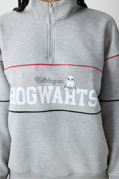 Penti Γκρι μελανζέ φούτερ με μισό φερμουάρ Harry Potter