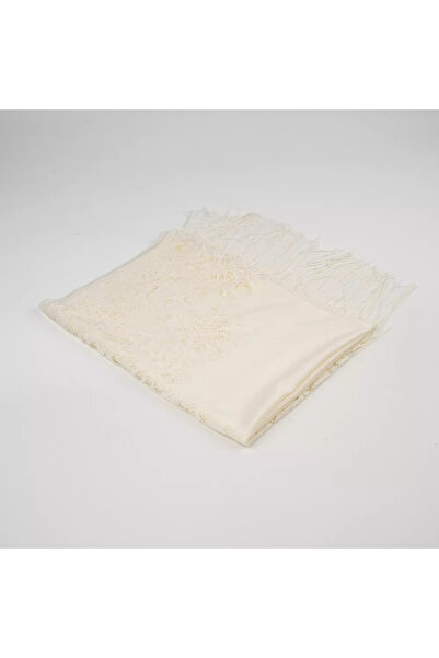 Hayrat Neşriyat Δαντελωτό σάλι με φούντες (Κάλυμμα Mawlid, 166x61 εκ. Κρέμα)