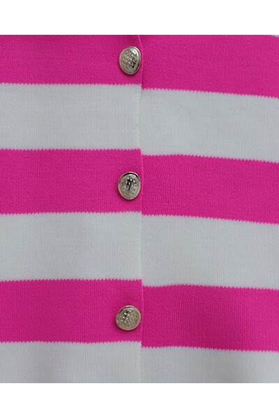 Modamorfo Ringed Metal Buttoned Short Cardigan -Fuchsia