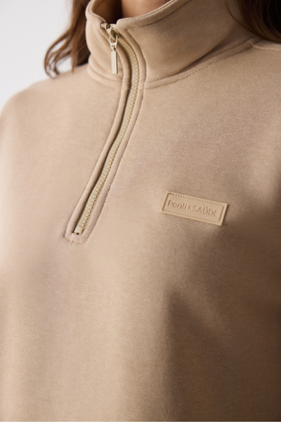 Penti Beige Half Zippered Maura Sweatshirt - Saude Collection
