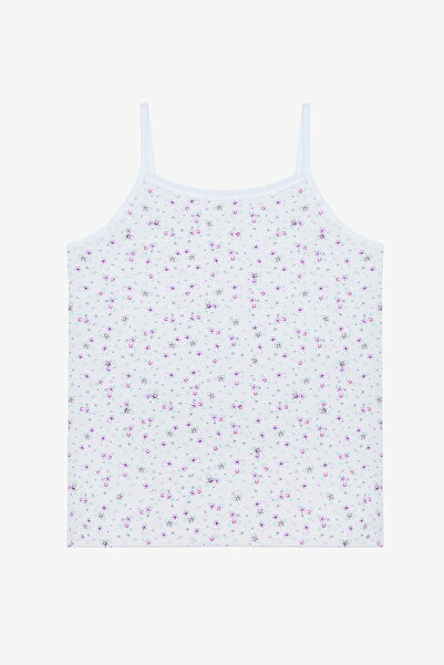 Penti Girl's Spring Flower Cotton Optical White 2-Piece Undershirt