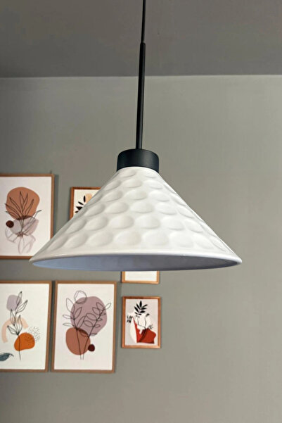 Bamyum Rumy Beyaz Tekli Avize İnce Siyah Başlık Sarkıt Ofis Showroom Salon Mu...