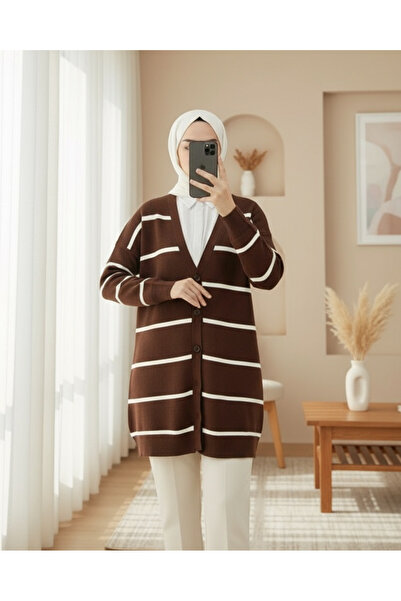 Modamorfo Striped Buttoned Cardigan