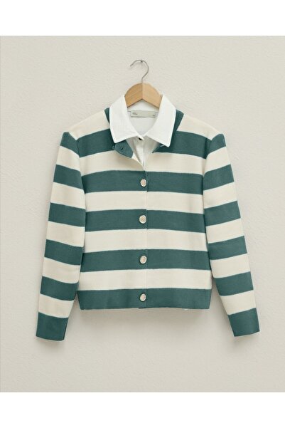 Modamorfo Short Cardigan with Ringelli Metal Buttons