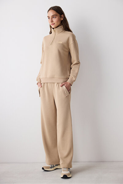 Penti Beige Half Zippered Maura Sweatshirt - Saude Collection