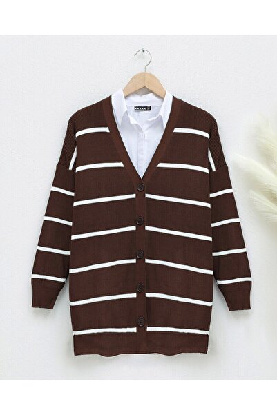 Modamorfo Striped Buttoned Cardigan