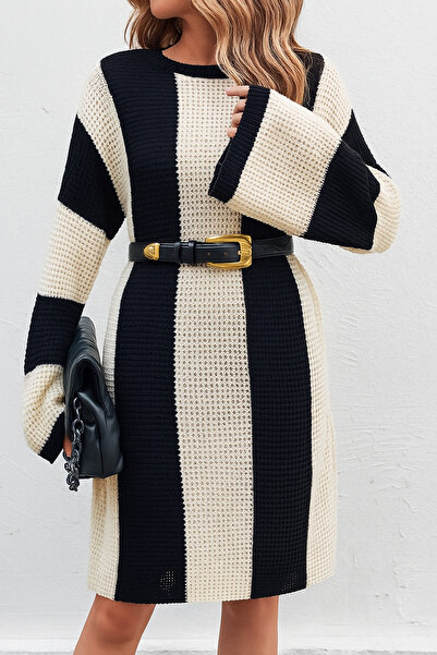 Jose Clothing Pulover de damă oversize cu dungi - decolteu, croială normală