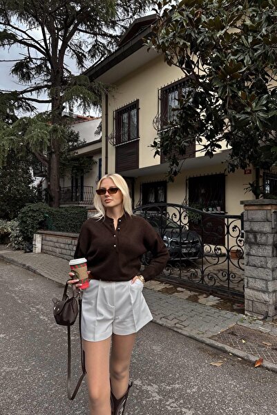 lizge giyim Crew Neck Buttoned Knit Sweater