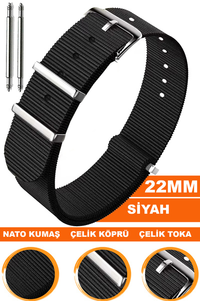 COBRA 22mm Fossil-Welder-Casio-Seiko-Omega-Armani Saat Uyumlu Nato Tekstil Ku...