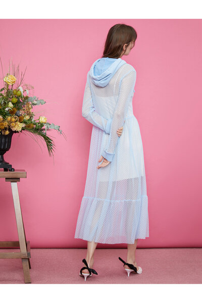 Koton Tunica albastră cu glugă pentru femei 0KAF10838FK