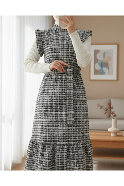 Modamorfo Ζώνη Tweed Gilet με βολάν στα μανίκια