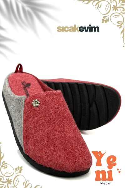 sermoda Women's House Slippers – Poly Sole Lightweight Sole Warm House Slippers Red Gray