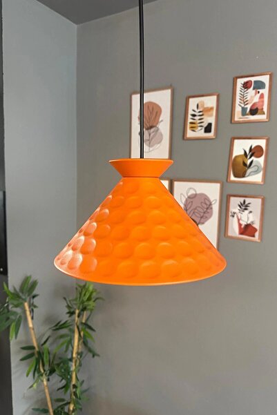 Bamyum Rumy Tekli Avize Turuncu Tabak Başlık Sarkıt Ofis Showroom Salon Mutfa...