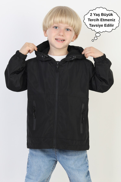 ASYAKİDS CLUB Boy's Hooded Pocket Lined Seasonal Raincoat