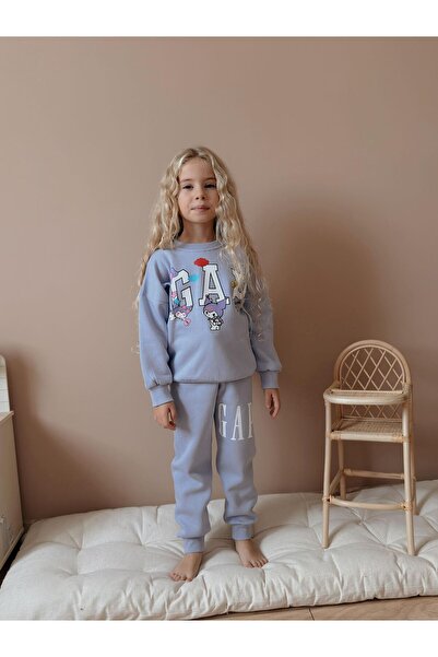 MİLAYS LİFE HOME COLLECTİON Κοριτσίστικο σετ χειμερινής φόρμας 3 κλωστών 100% βαμβακερό χοντρό βαμβακερό χρωματιστό