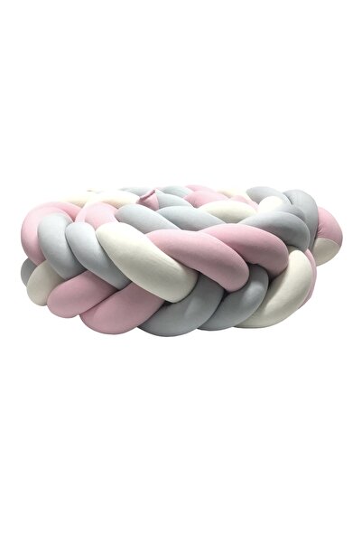GULDESIGN Houndstooth Knit Protection Bed Edge Protector Pink Cream White