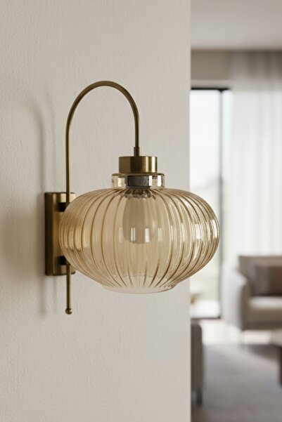 Bamyum Ruiz Honey Color Glass Sconce Wall Lamp Modern Hotel Cafe Vintage Living Room Bedroom Staircase Retro
