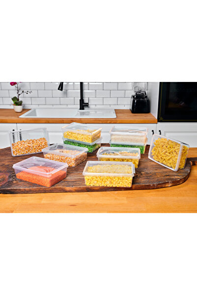 Genel Markalar Plastik Kendinden Kapaklı Saklama Kabı Derin dondurucu & Buzdolabı Düzenleyici 10 Adet - 1 Litre