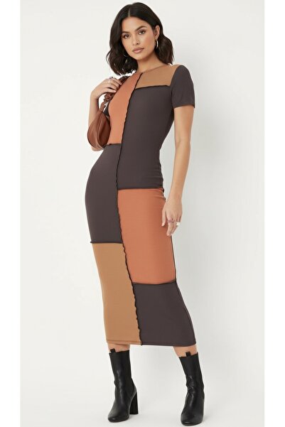 Merlot Rochie midi cu cusătură inversă