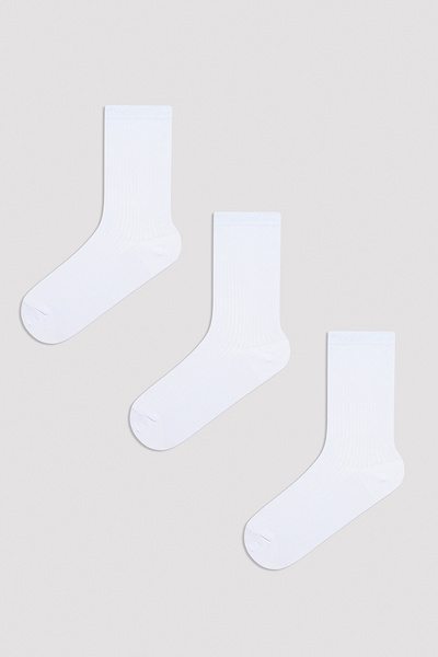 Penti Basic Rib White 3-Piece Socks