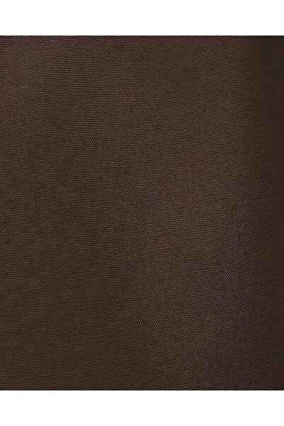 Modamorfo Linen Trousers with Lace Detail and Wide Legs with Elastic Waist - Brown