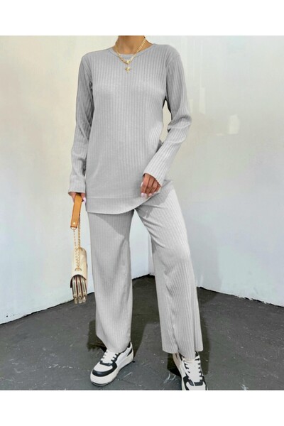 Modamorfo Crew Neck Camisole Set -Light Gray