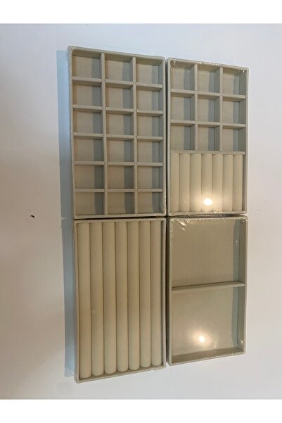 LONDON Birds Store Şık 4ü çekmece içi takı set ( bej renk ) (yüzük+kolye+bile...