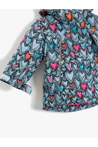 Koton Dívčí ecru vzorovaný kabátek 2KMG07466RW