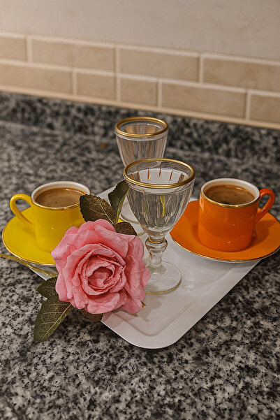 VENON 🦋 6 Pieces with Butterflies 🦋 White 🦋 Scratch-Resistant & Does Not Leave Fingerprints 🦋 Coffee Presentation Tray Tea Coffee Serving