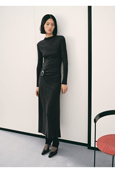 MANGO Woman Halka detaylı büzgülü elbise