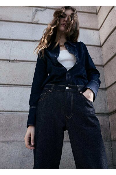 MANGO Woman Paçaları kıvrık jean