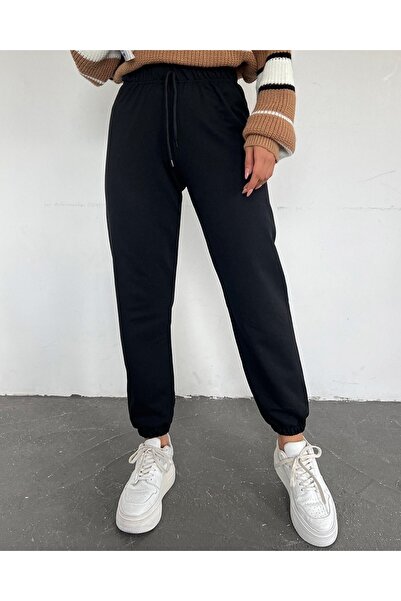 Modamorfo Black Sweatpants - Lace-Up Waist