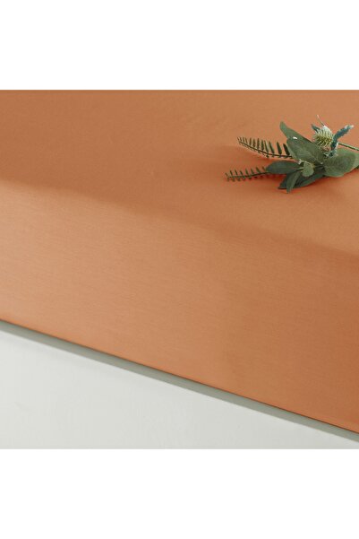 Linens Mix&Match Cotton Satin Double Fitted Sheet Orange