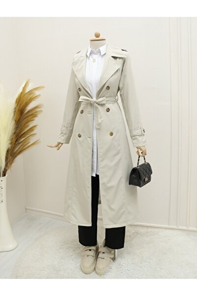 Modamorfo Podšitý trenčkot s páskem - kámen