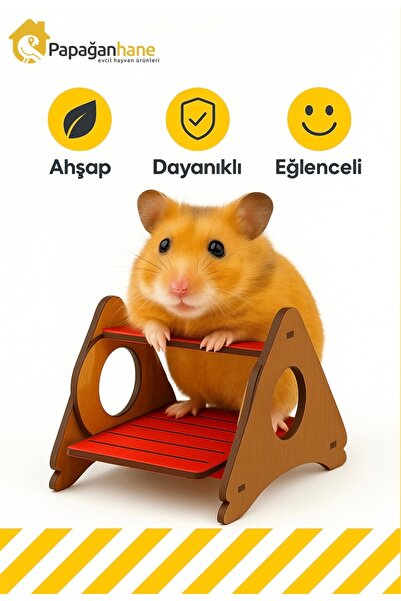 Papağanhane Ahşap Hamster Salıncağı - Doğal Ahşap Oyuncak | Eğlenceli ve Daya...