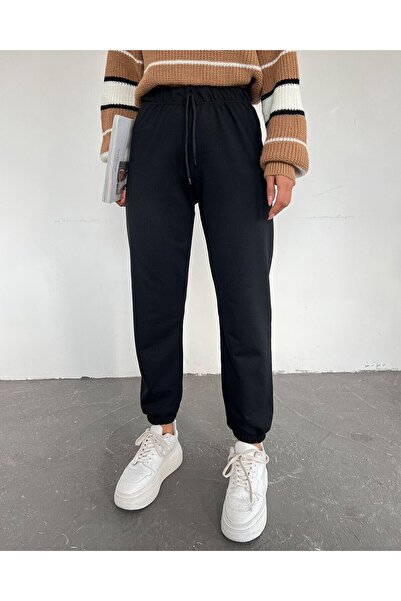Modamorfo Black Sweatpants - Lace-Up Waist