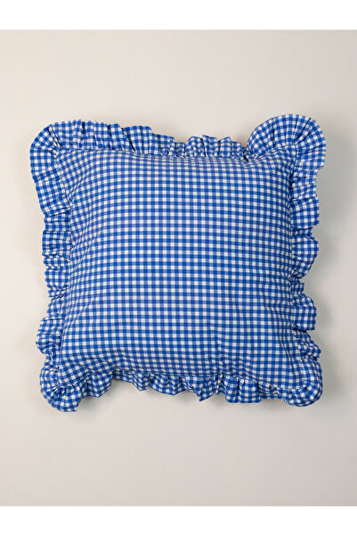 Galia Tasarım Cottage Blue - 100% Organic Cotton Poplin Blue-White Gingham Fl...