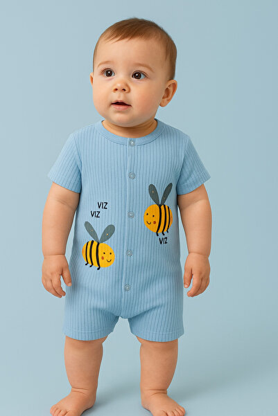 Gleamy FINDIK BEBE KIDS - بذلة شورت قصيرة الأكمام بنمط آري 100% قطن