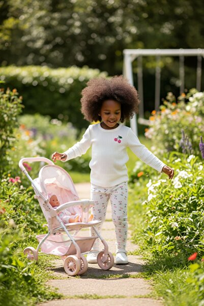 Bondberro Ribbed Knit Baby & Kids T-Shirt with Cherry Embroidery 100% Cotton