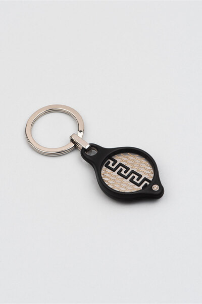 So CHIC... Kauçuk Detaylı Grek Sembolü Çelik Anahtarlık